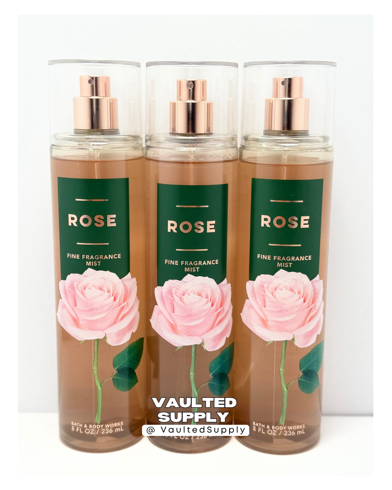 Bath & Body Works Rose Fine Fragrance Mist 3 Pack 8 oz Floral Valentine Gift