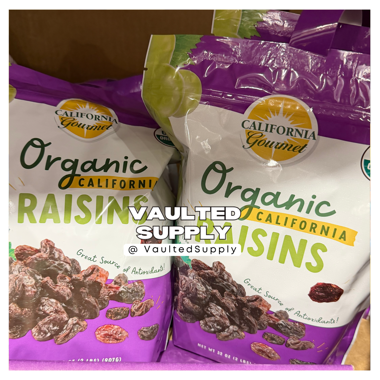 Organic California Raisins 32oz (2 Pack) USDA Organic Non-GMO Fresh 2027