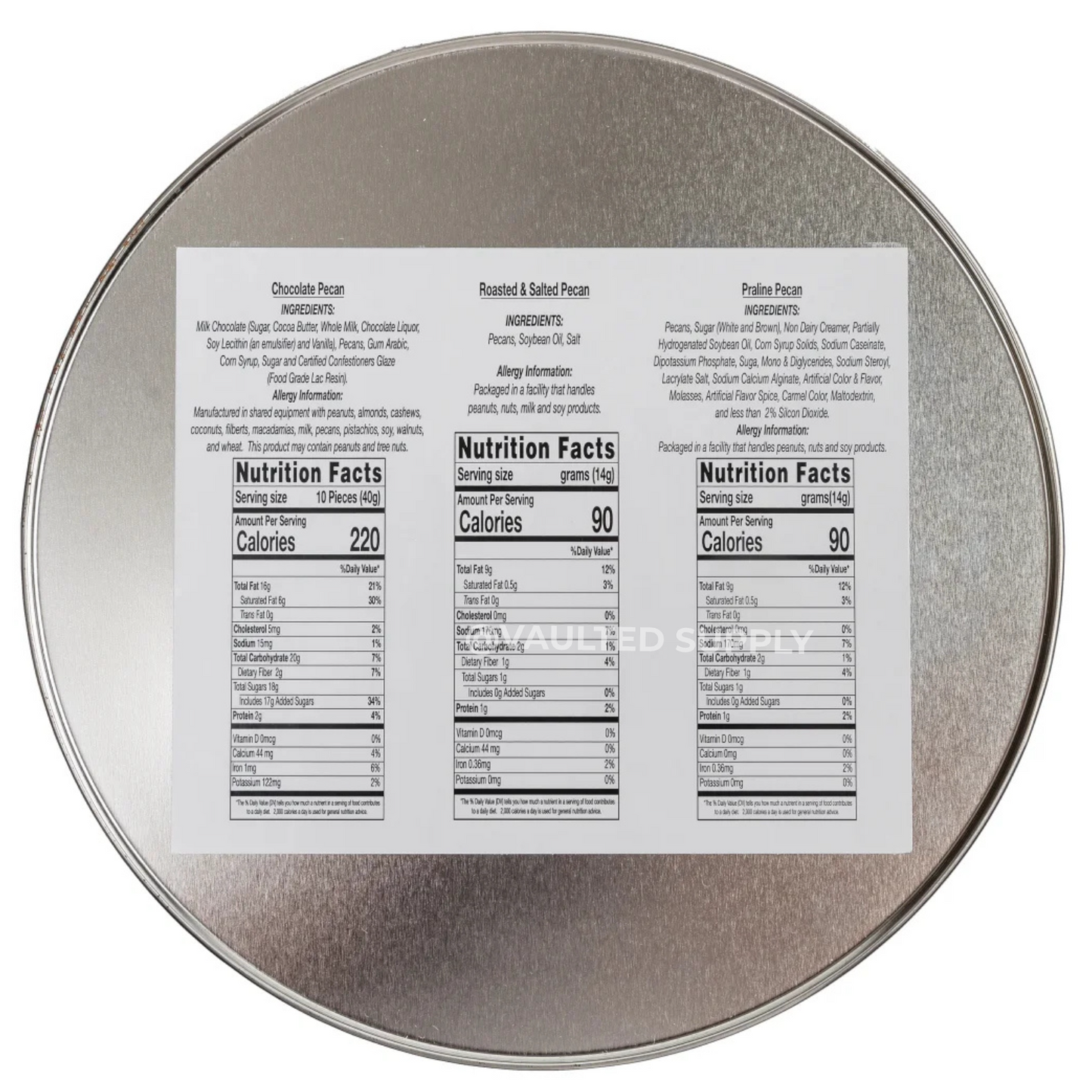 Heaton Pecans Gift Tin 2.3 lb – Roasted Salted, Chocolate Covered & Praline