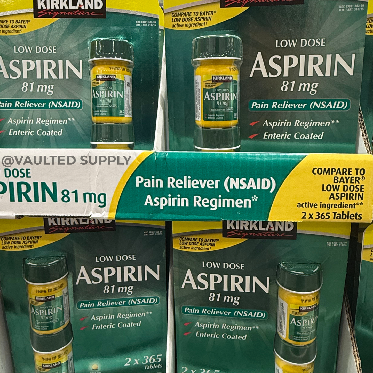 Kirkland Signature Low Dose Aspirin 81mg 365 Tablets Pain Reliever NSAID