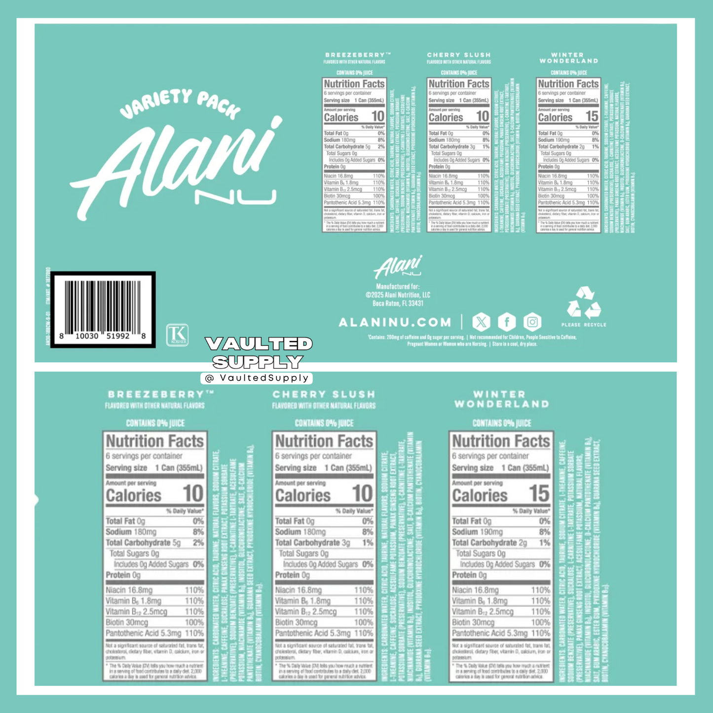 Alani Nu Energy Drink Winter Variety Pack (1 Pack, 18 Cans)