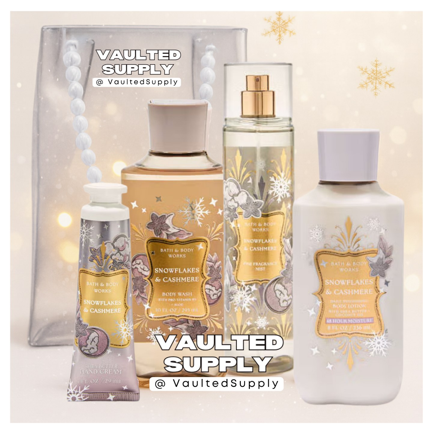 Bath & Body Works Snowflakes & Cashmere Gift Set 4 Pcs • Holiday Set