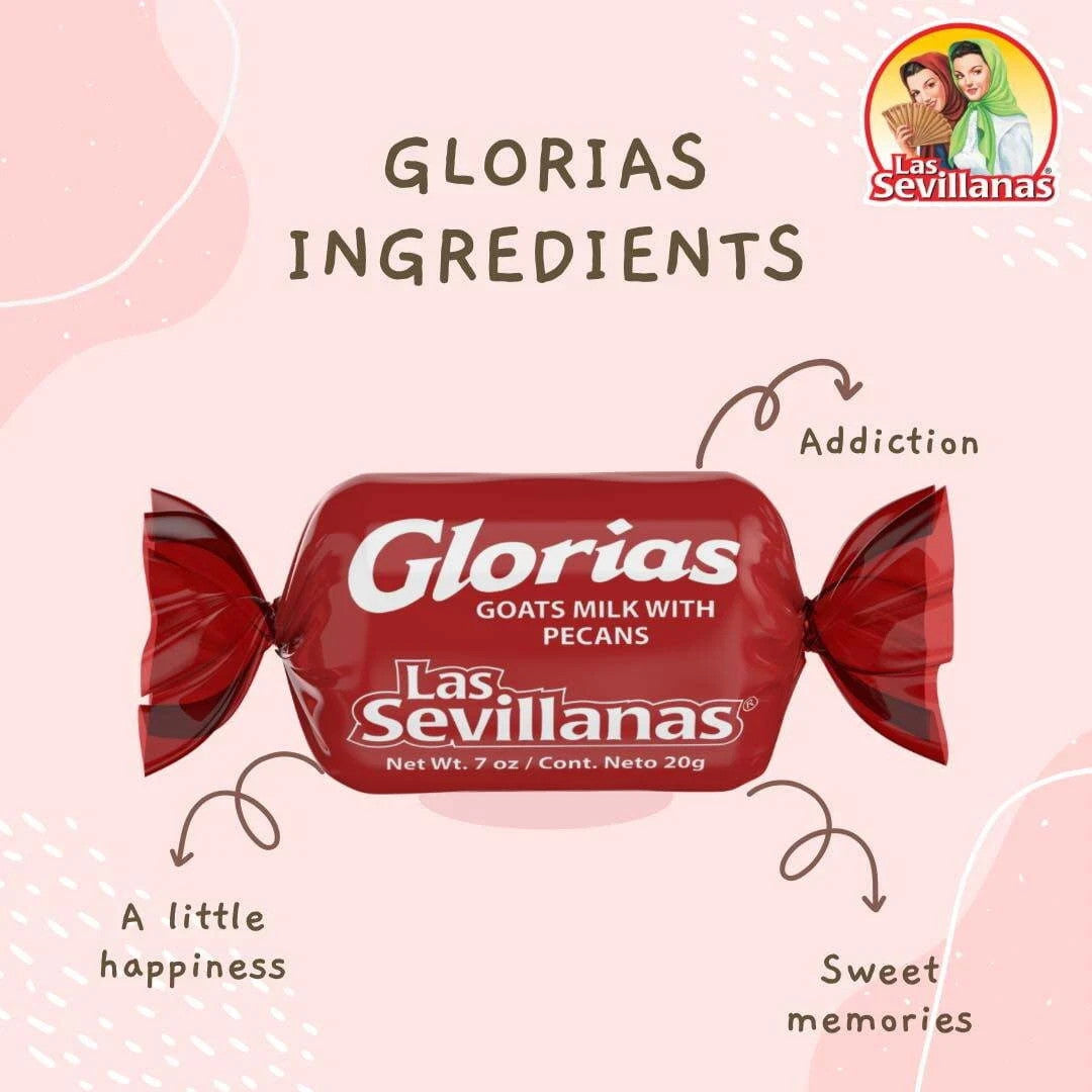 Las Sevillanas Glorias Goat Milk Caramel w/ Pecans 50 Pcs – Creamy Cajeta Candy