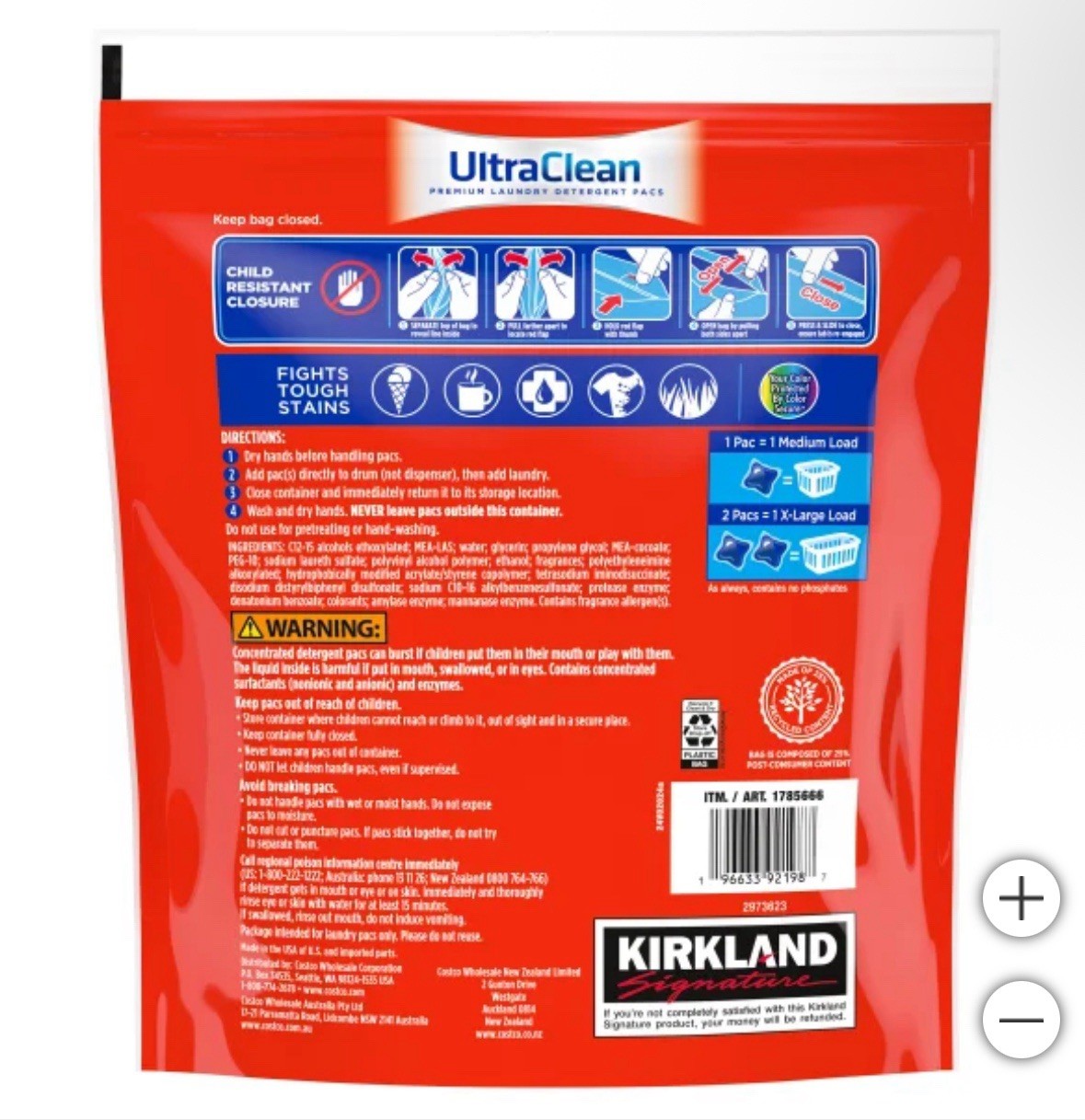 Kirkland Ultra Clean Laundry Detergent Pacs 152 Ct Fresh Scent Sealed Bag