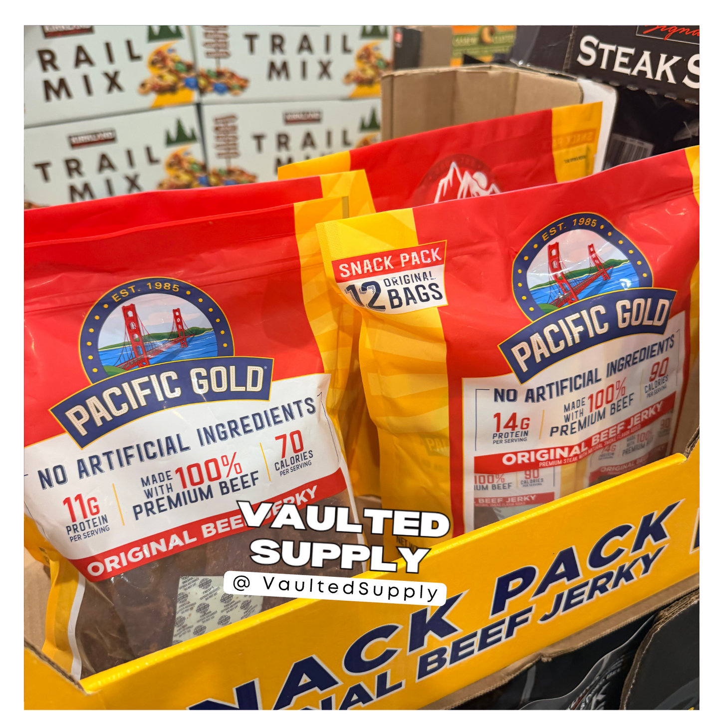 Pacific Gold Original Beef Jerky – 12 Count (15 oz Bags) Real Wood Smoked