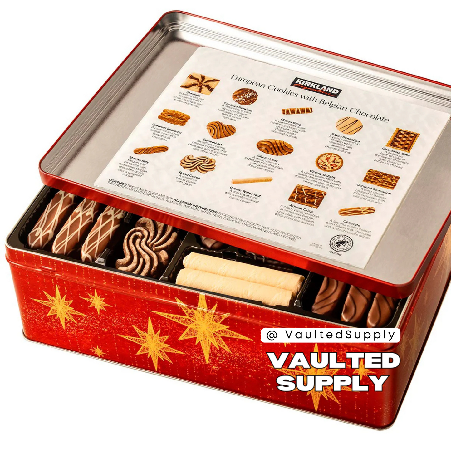 Kirkland European Cookies Belgian Chocolate 49.4 oz Tin โ Holiday Gift Box