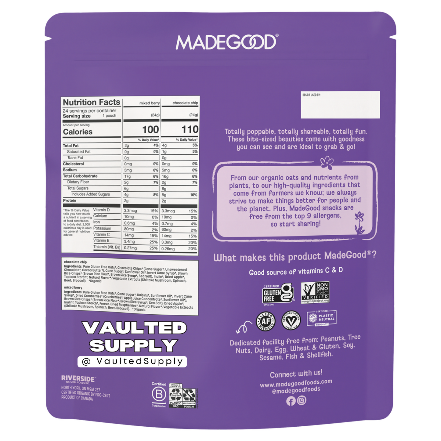 MadeGood Organic Granola Minis 24 Count 0.85 oz – Gluten Free Snack EXP 09/26