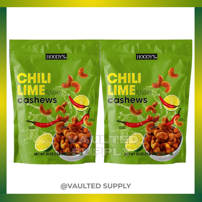 Hoody’s Chili Lime Cashews 2 Pack (40oz) Spicy Snack Nuts Resealable Bags Fresh