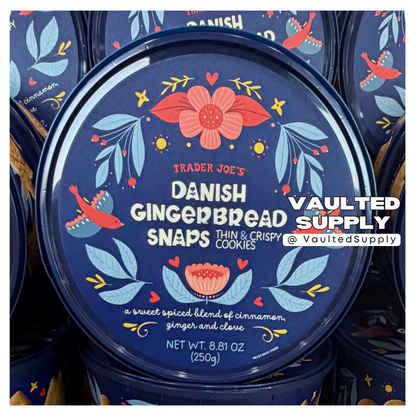 Trader Joe’s Danish Gingerbread Snaps Cookies 8.81 oz Tin – Fresh 01/2027+