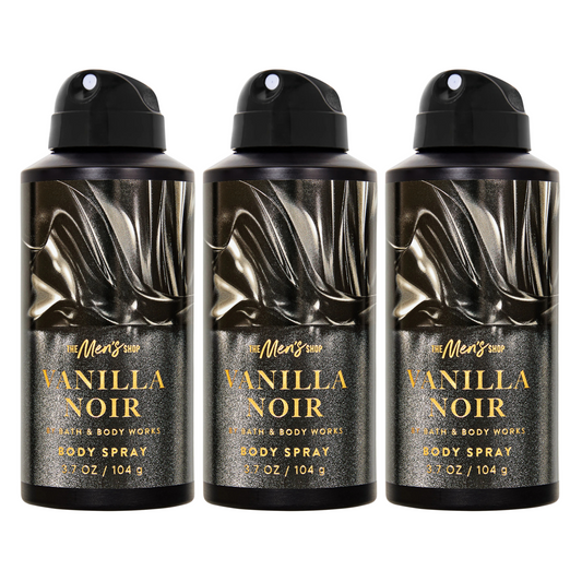 Bath & Body Works VANILLA NOIR LOT 3 Deodorizing Body Spray for Men 3.7OZ