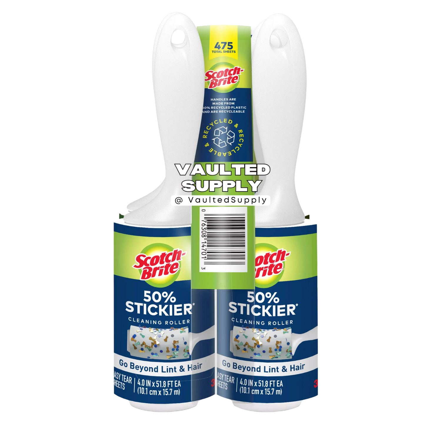 Scotch Brite 3M Lint Roller 50 % Sticker, 95 Sheets (Pack of 5), 475 Count