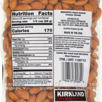 Kirkland Signature Organic Almonds from California Nonpareil 1.7 LB Each 2 Pack