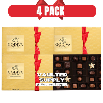Godiva Assorted Chocolate Gift Box 4 Pack 11.3 oz Each • Holiday Ready