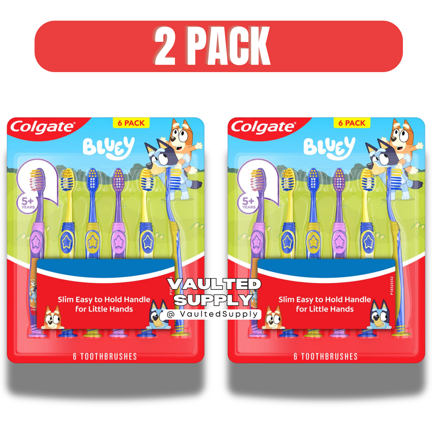 Colgate Bluey Kids Toothbrush 6-Count (2 Pack) | 12 Toothbrushes | Soft Bristles