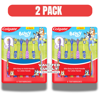 Colgate Bluey Kids Toothbrush 6-Count (2 Pack) | 12 Toothbrushes | Soft Bristles