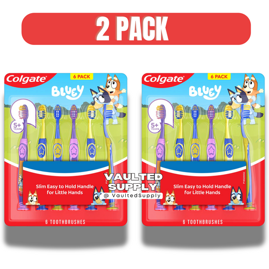 Colgate Bluey Kids Toothbrush 6-Count (2 Pack) | 12 Toothbrushes | Soft Bristles