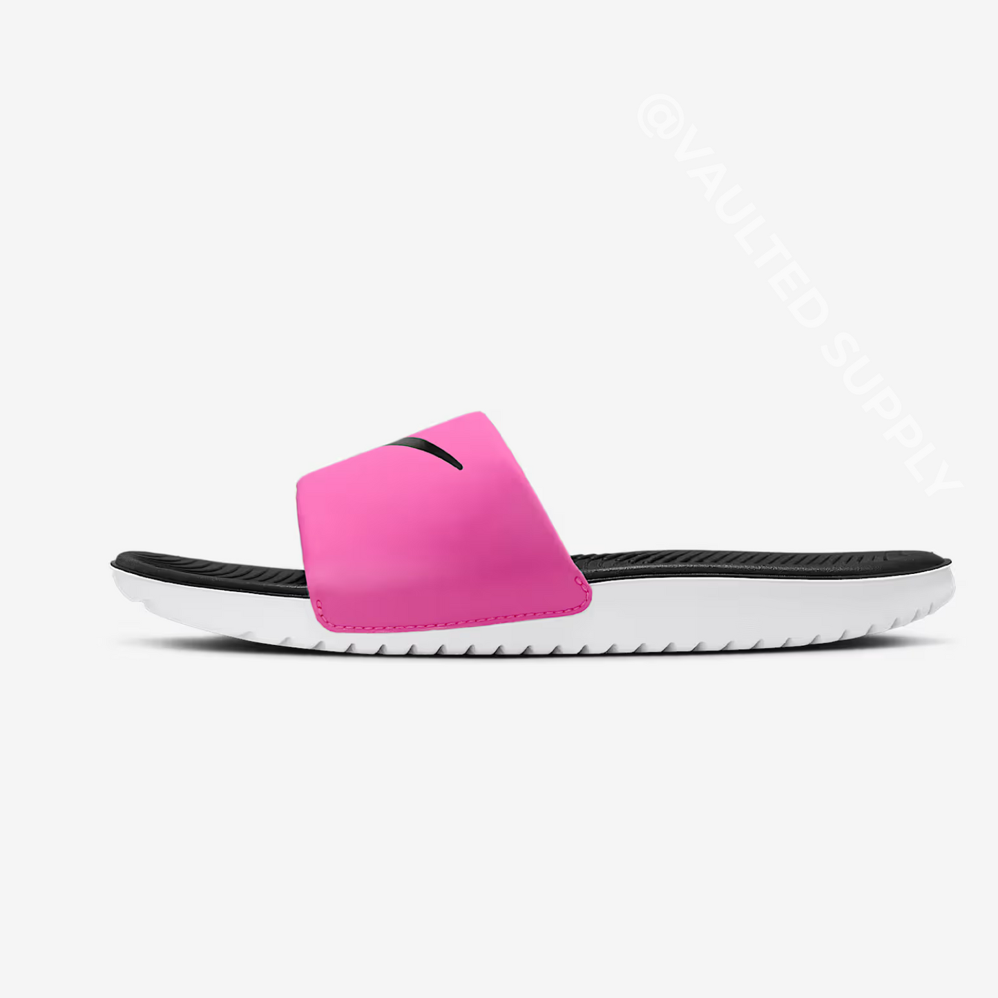 Nike Kawa Kids Slides Pink/Black Size 3Y Youth Sandals Comfort Slip On New