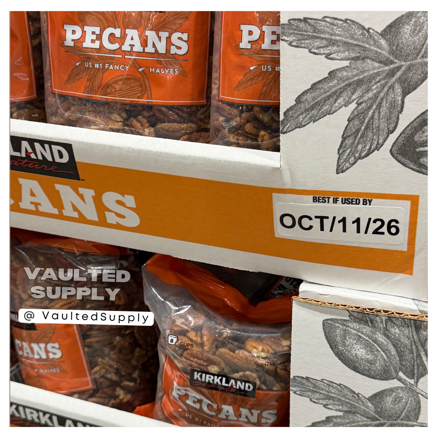 2 Packs Kirkland Signature Pecan Halves 32 oz Each Pack, Total 4 lbs EXP 10/26