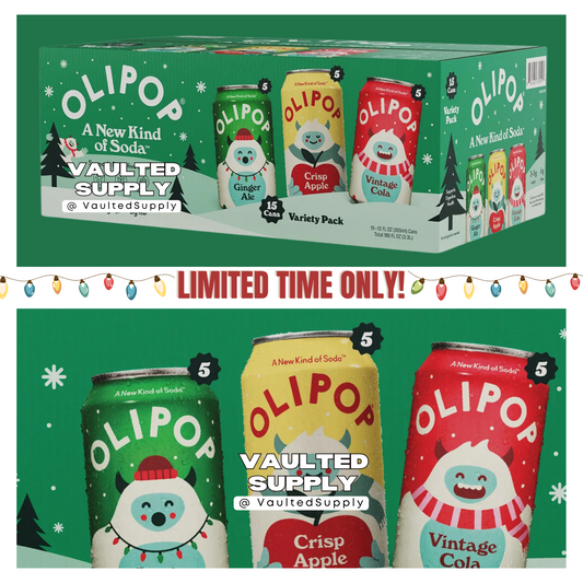 Olipop Holiday Variety Pack Soda 15 Cans 12 fl oz – Ginger Ale Apple Cola