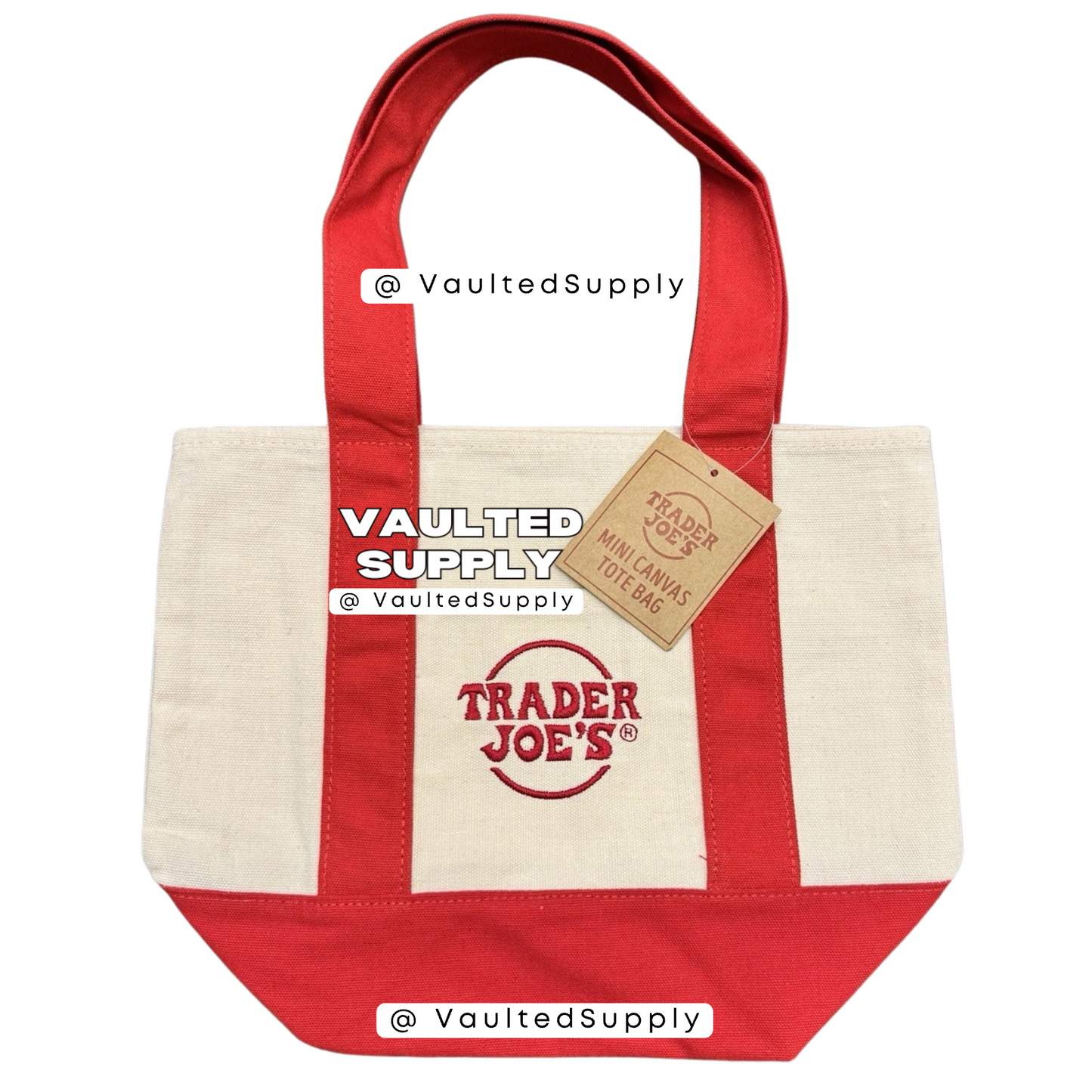 Trader Joe’s Mini Canvas Tote Bags 2-Pack Navy + Red New With Tags Limited