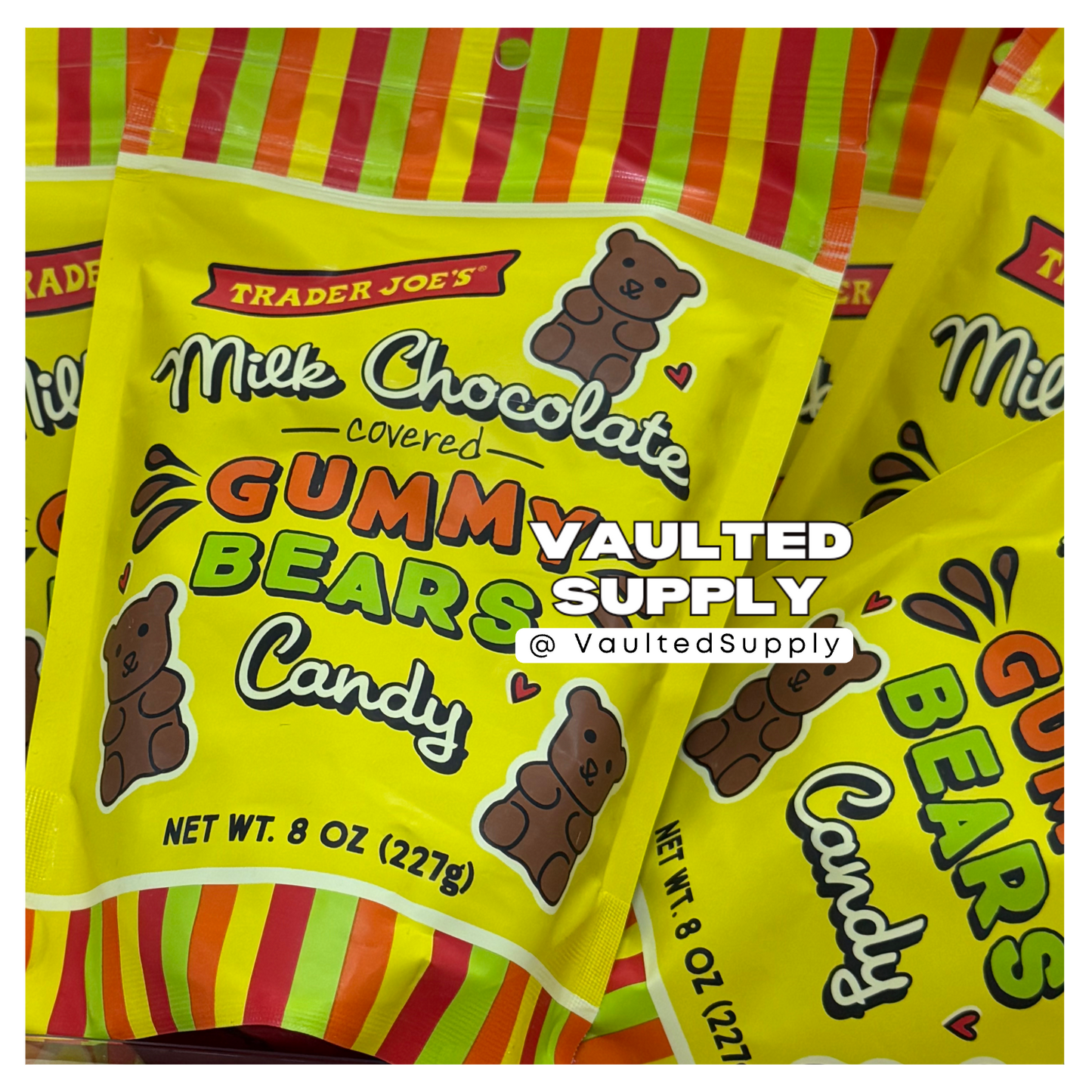 Trader Joe’s Milk Chocolate Covered Gummy Bears 8 oz – 2 Pack Fresh Candy