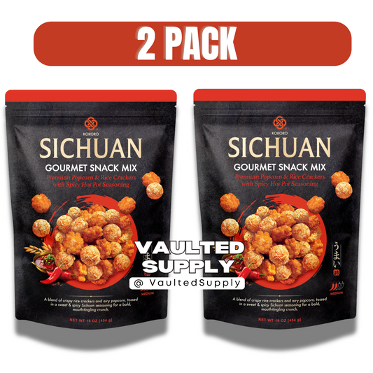 Sichuan Gourmet Snack Mix 2 Pack | Spicy Popcorn & Rice Crackers – 32 oz Total