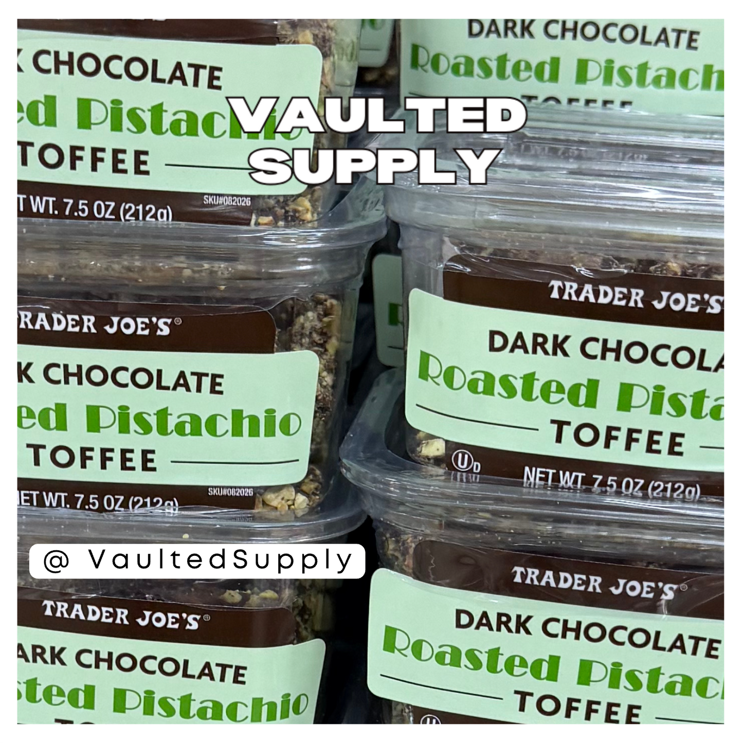 Trader Joe’s Dark Chocolate Roasted Pistachio Toffee 4 Pack 7.5oz Fresh Exp 1026
