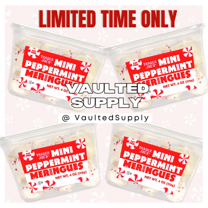 Trader Joe’s Mini Peppermint Meringues 4 Pack Seasonal Holiday Treat Fresh 4oz E