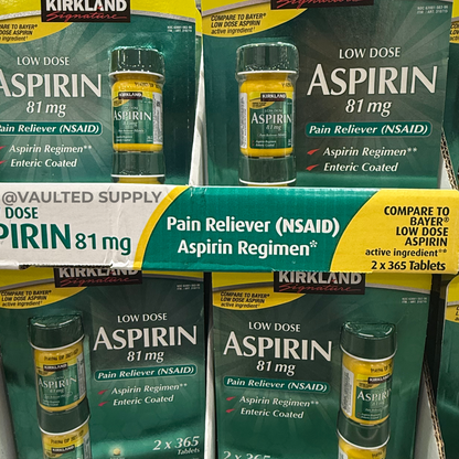 Kirkland Signature Low Dose Aspirin 81mg 365 Tablets Pain Reliever NSAID