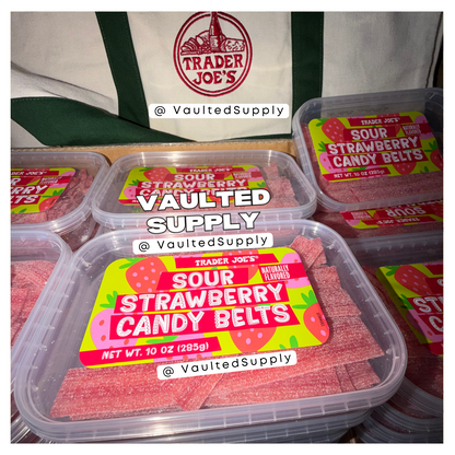 Trader Joe’s Sour Strawberry Candy Belts 10 oz – 2 Pack Fresh Vegan Candy