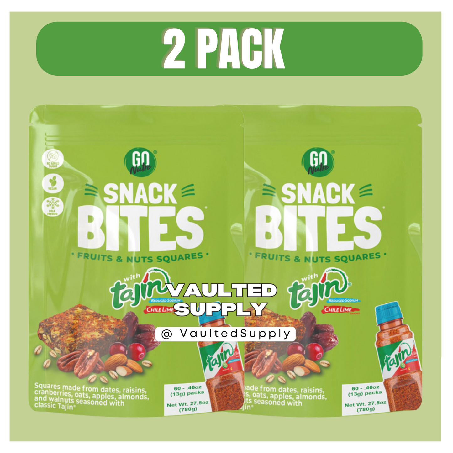 Go Nutre Snack Bites Tajin Fruit & Nut Squares 27.5oz (2 Pack) – EXP 01/26