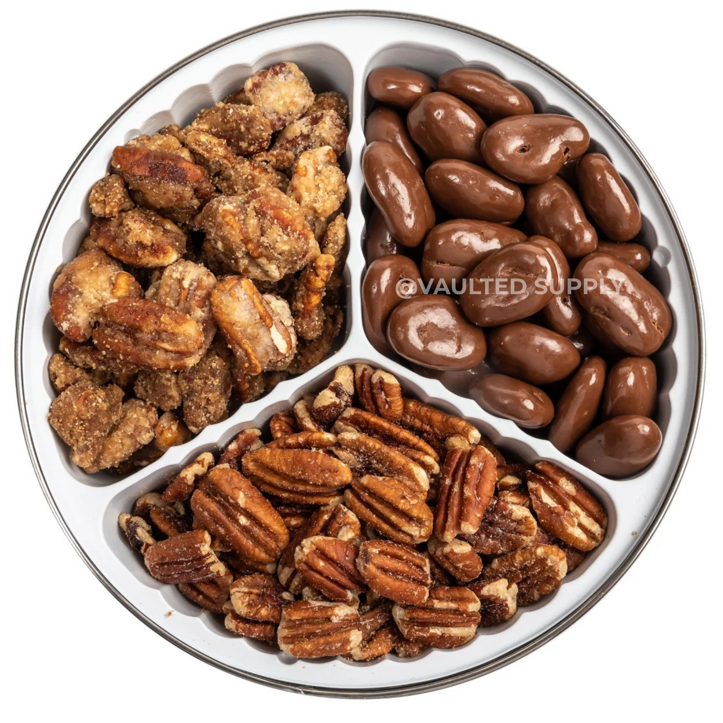 Heaton Pecans Gift Tin 2.3 lb – Roasted Salted, Chocolate Covered & Praline