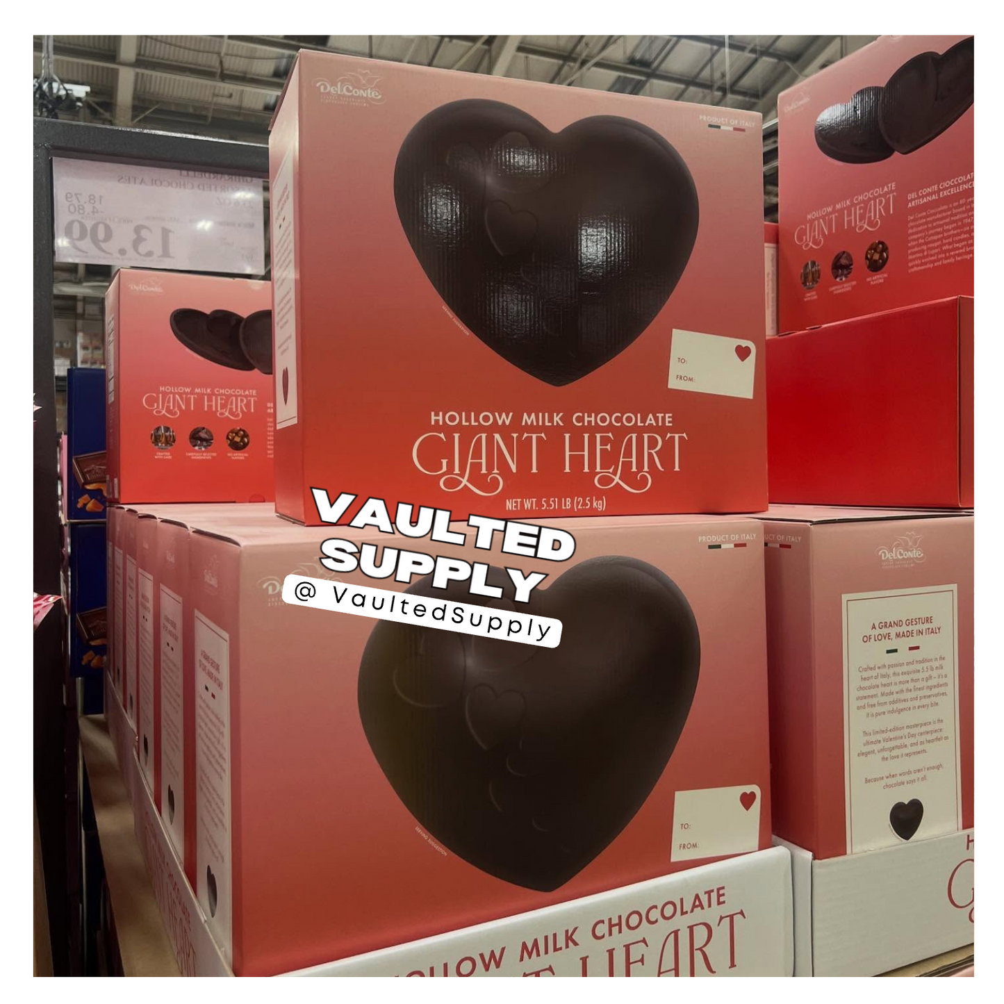 Del Conte Giant Milk Chocolate Heart 5.5 lb Valentine’s Day Chocolate Gift