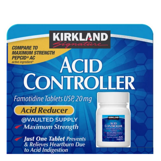 Kirkland Acid Controller 20mg 125 Tablets Famotidine Heartburn Relief FSA