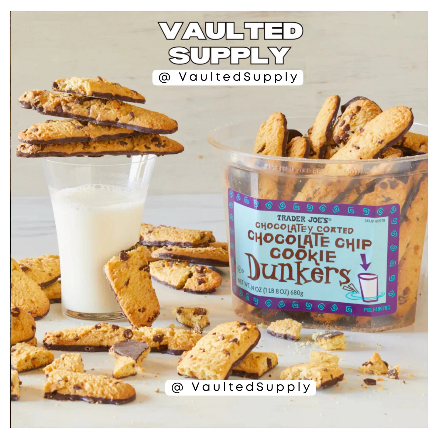2 Packs Trader Joe's Chocolatey Coated Chocolate Chip Dunkers 24 oz Each Pack