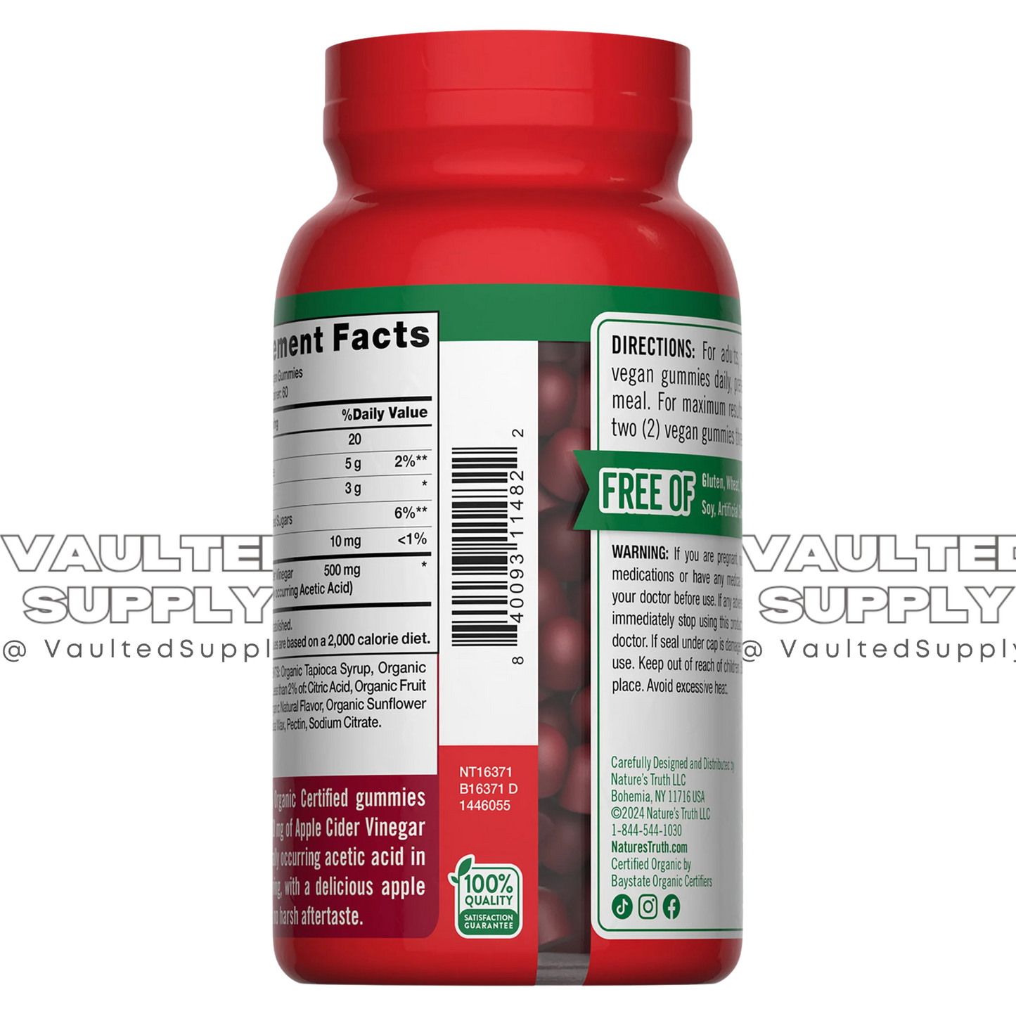Nature’s Truth Organic Apple Cider Vinegar Gummies 120 Count – 500mg, Vegan, ACV