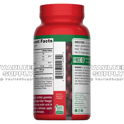 Nature’s Truth Organic Apple Cider Vinegar Gummies 120 Count – 500mg, Vegan, ACV