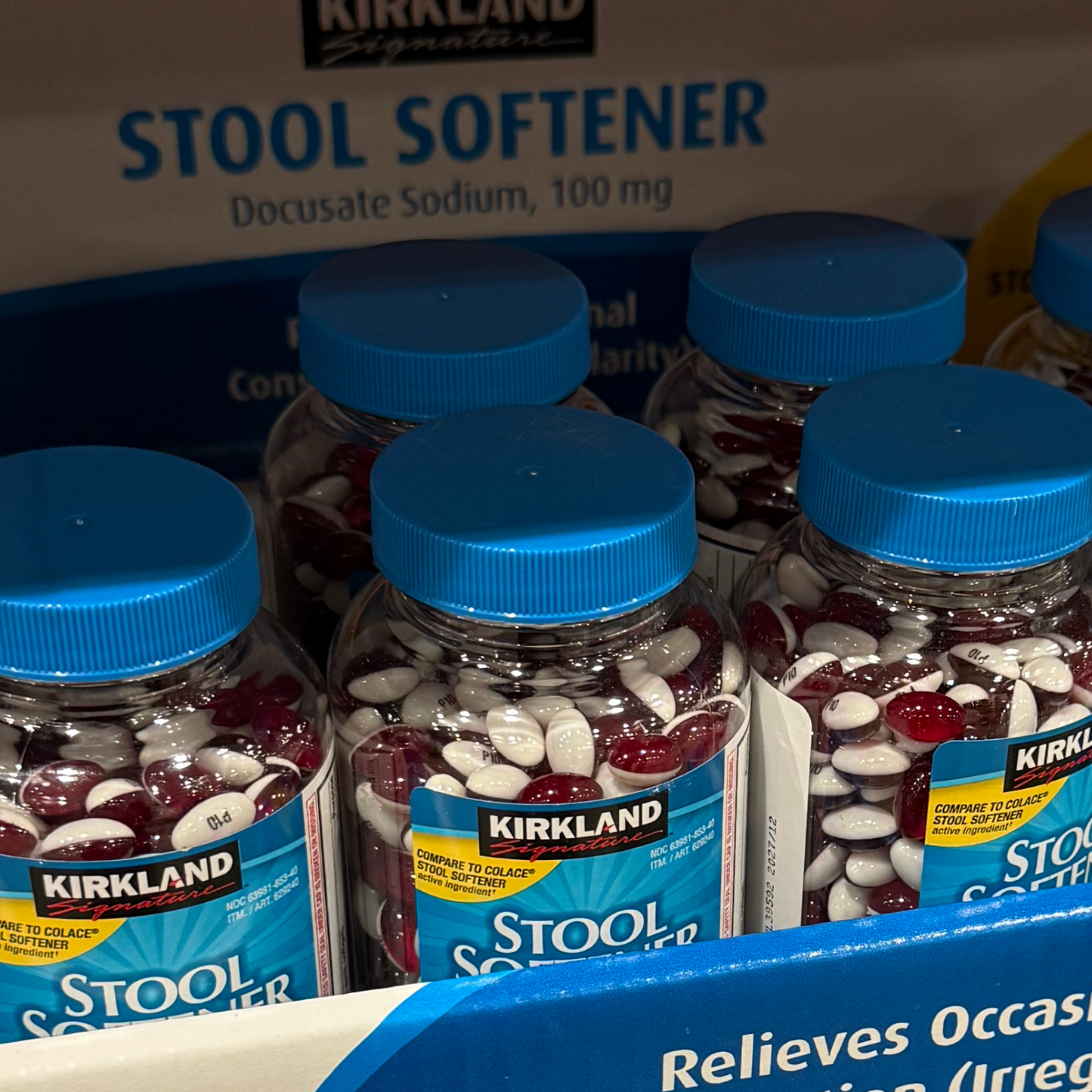 Kirkland Signature Stool Softener 100mg 400 Softgels Gentle Constipation Relief