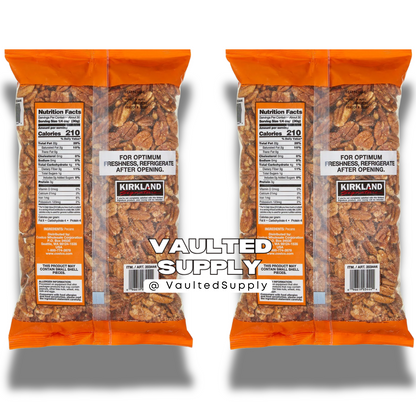 2 Packs Kirkland Signature Pecan Halves 32 oz Each Pack, Total 4 lbs EXP 10/26