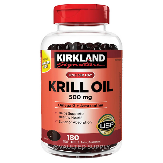 Kirkland Krill Oil 500mg, 180 Softgels • Omega-3 + Astaxanthin Exp Jan / 2027