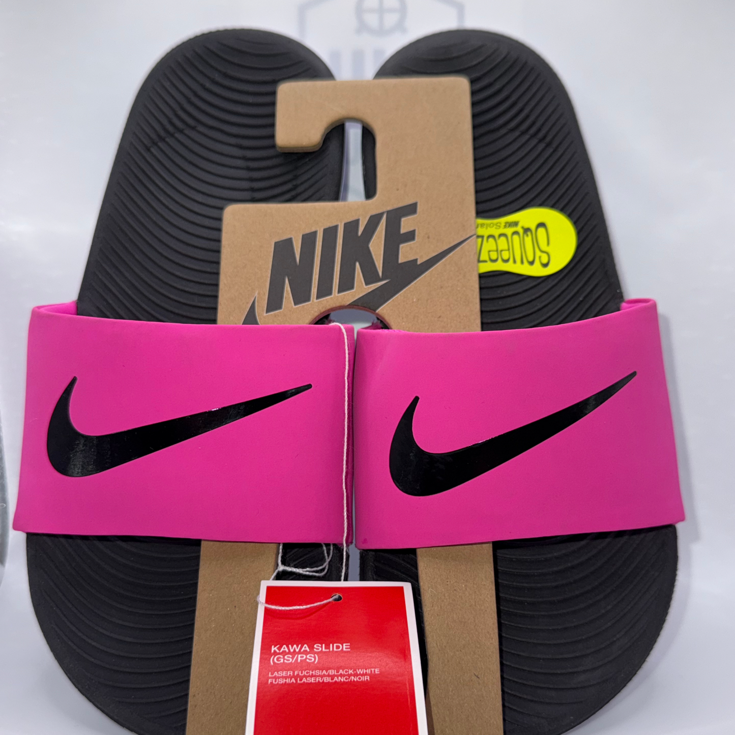 Nike Kawa Kids Slides Pink/Black Size 3Y Youth Sandals Comfort Slip On New