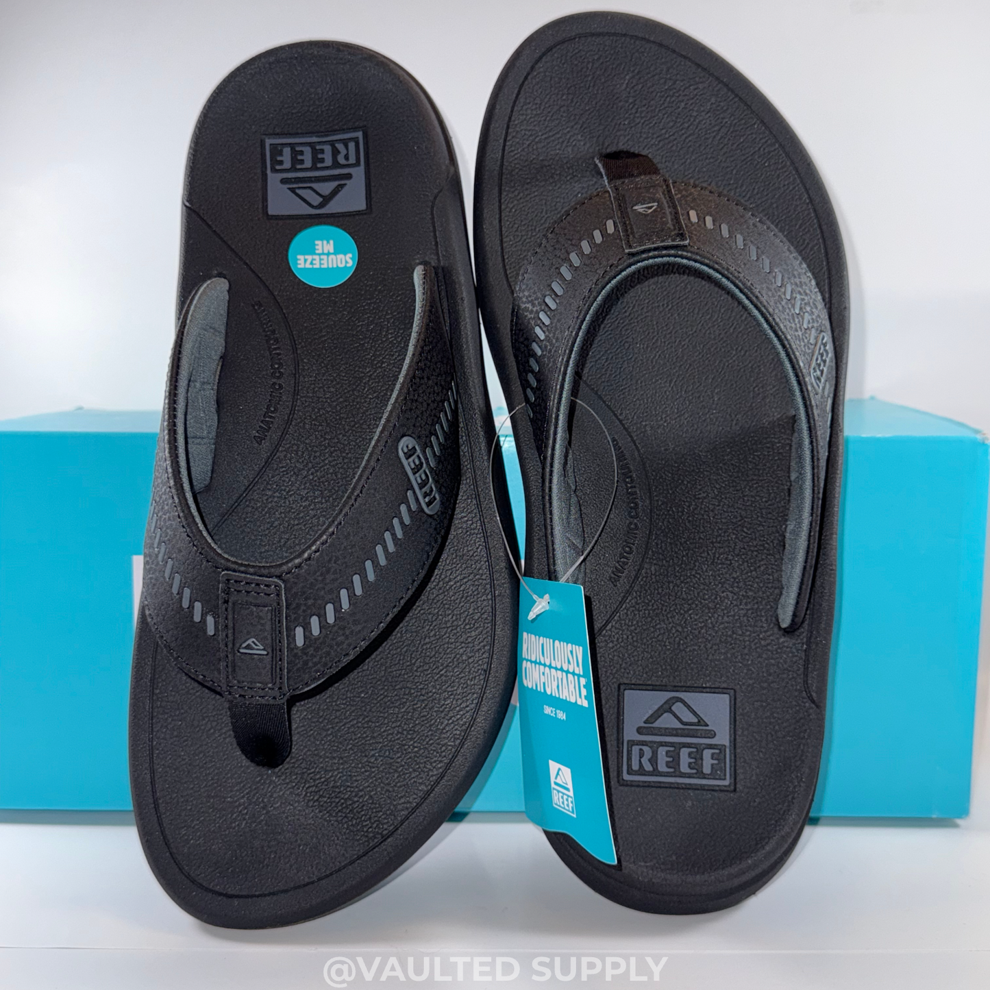 REEF Swellsole Rover Men’s Flip-Flop Sandals Black Comfort Arch Support Size 8