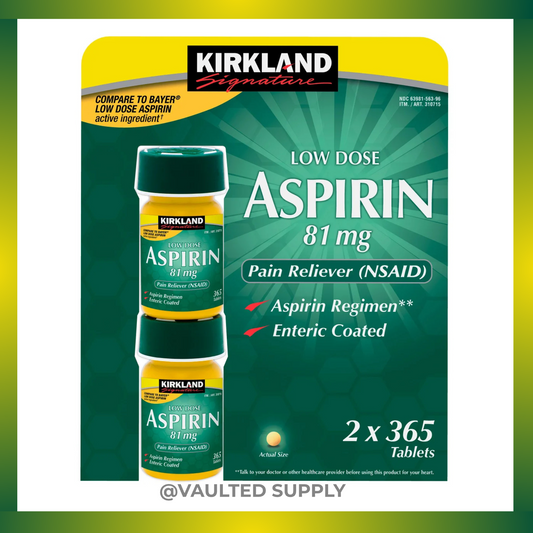Kirkland Signature Low Dose Aspirin 81mg 365 Tablets Pain Reliever NSAID