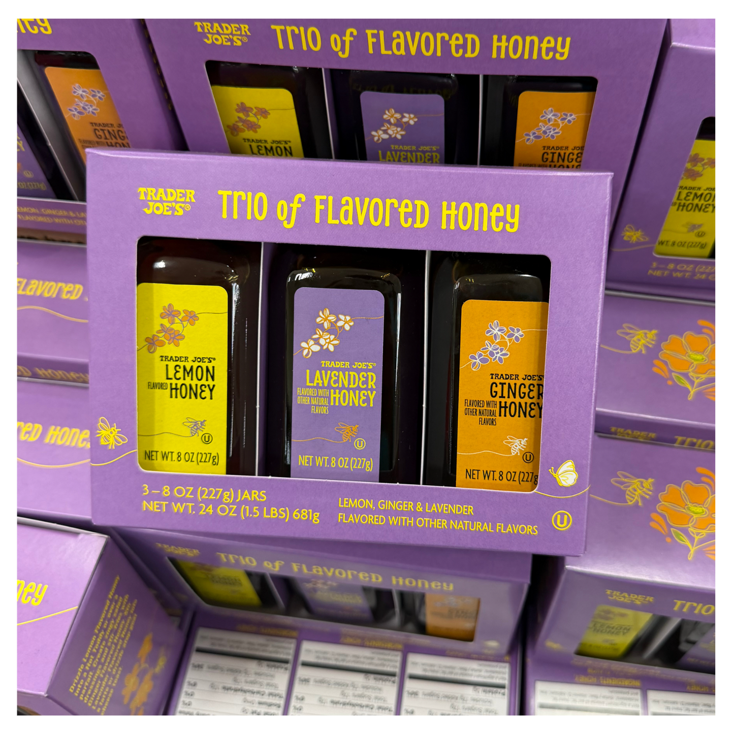 Trader Joe’s Trio of Flavored Honey 3 Jars 24oz – Lemon Lavender Ginger