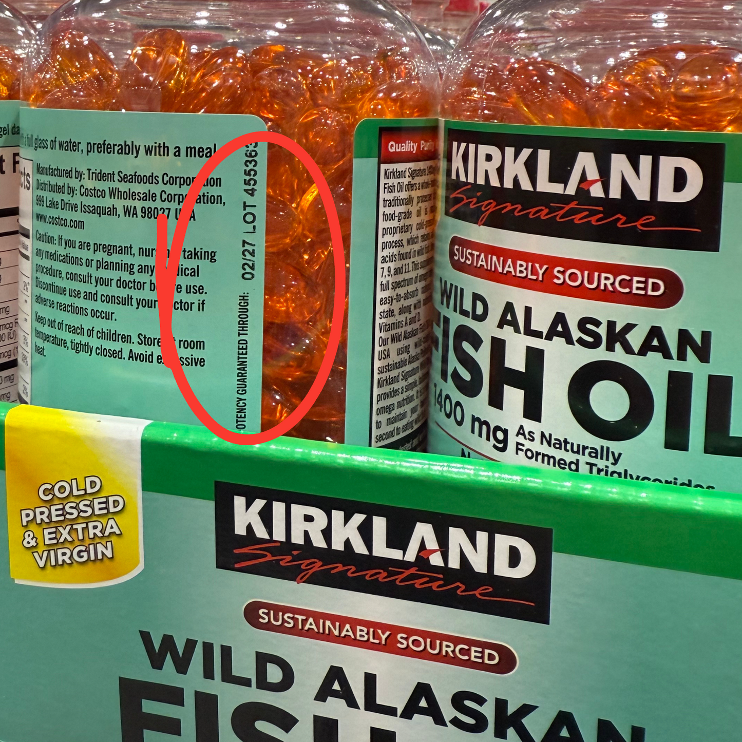 Kirkland Signature Wild Alaskan Fish Oil 1400mg 230 / 460 Softgels | 1 or 2 Pack