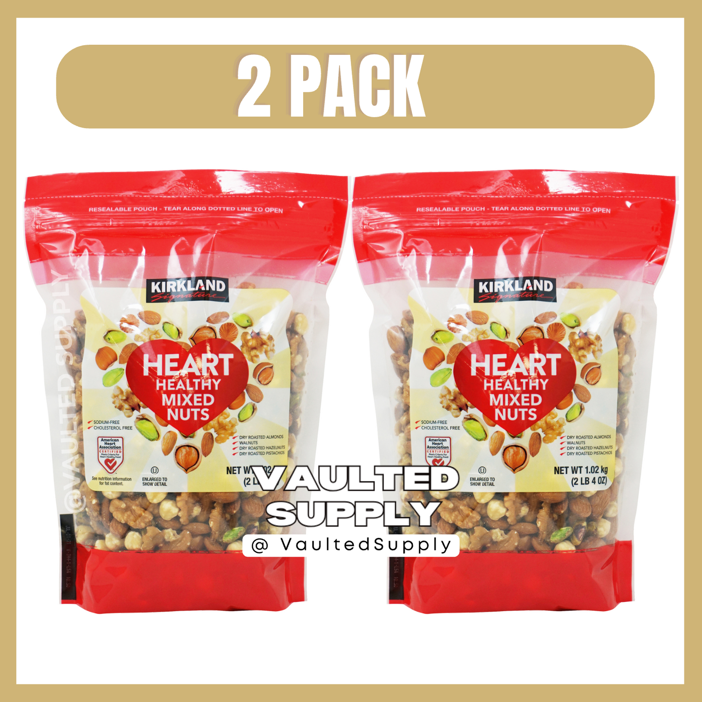 2 Packs Kirkland Signature Heart Healthy Mixed Nuts 36 oz Each Pack, Total 72 oz
