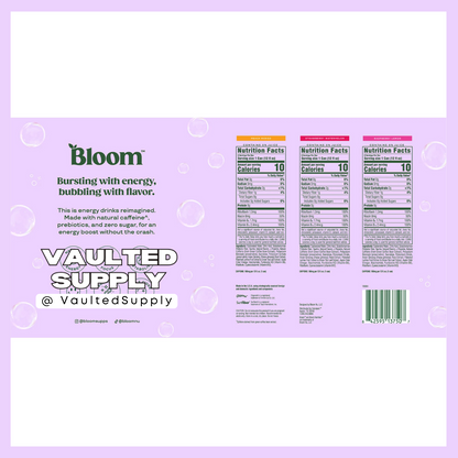 Bloom Sparkling Energy Drink Variety Pack 18 Cans – Peach Mango, Lemon, Watermel