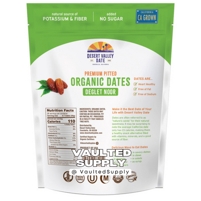 2 Packs Desert Valley Organic Dates Deglet Noor Dried Fruit 40 oz Each Pack