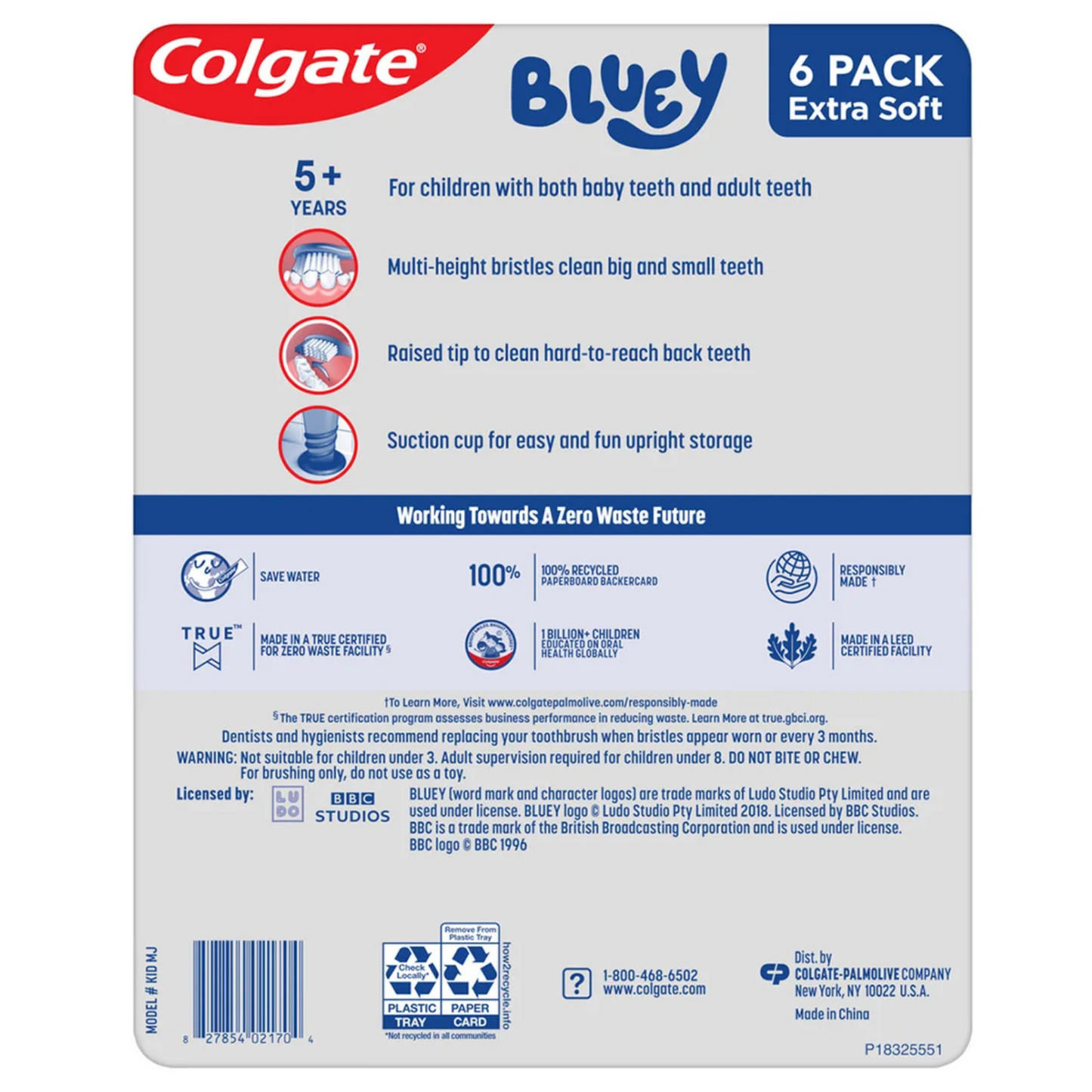 Colgate Bluey Kids Toothbrush 6-Count (2 Pack) | 12 Toothbrushes | Soft Bristles