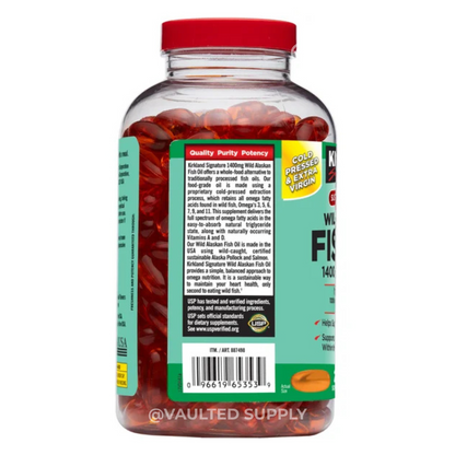 Kirkland Signature Wild Alaskan Fish Oil 1400mg 230 / 460 Softgels | 1 or 2 Pack